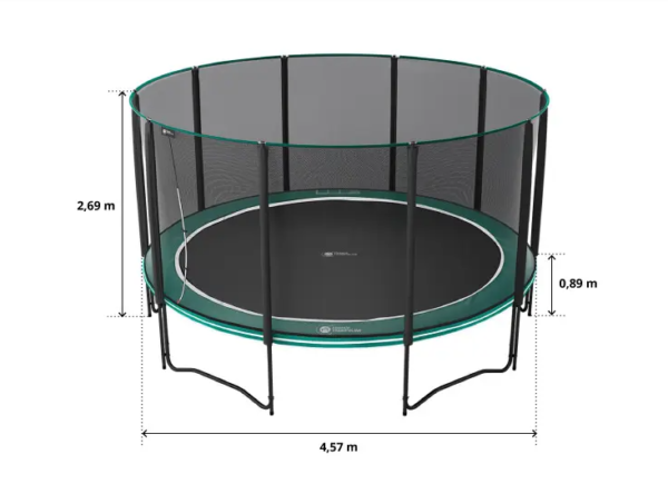 Trampoline rond cadre Ø4.30m toile  Ø4.04m Ht 89cm AVEC FILET